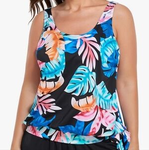 Fullfitall Women Plus Size Tankini Top Printed Swimwear  NWT Size 20